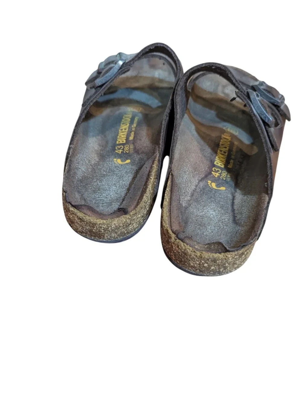 Birkenstock Arizona Brown Leather Double Strap Sandals Thrashed Sz 43 US 10